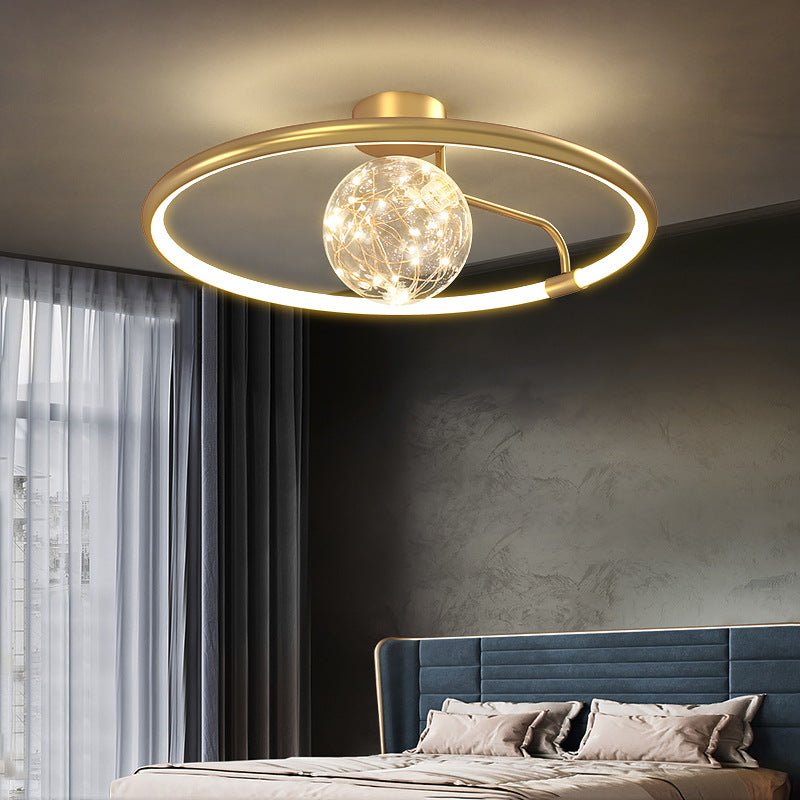 Circle Ring Semi Flush Mount Light Fixture Modern Simplicity Ceiling Mount Light Fixture for Bedroom