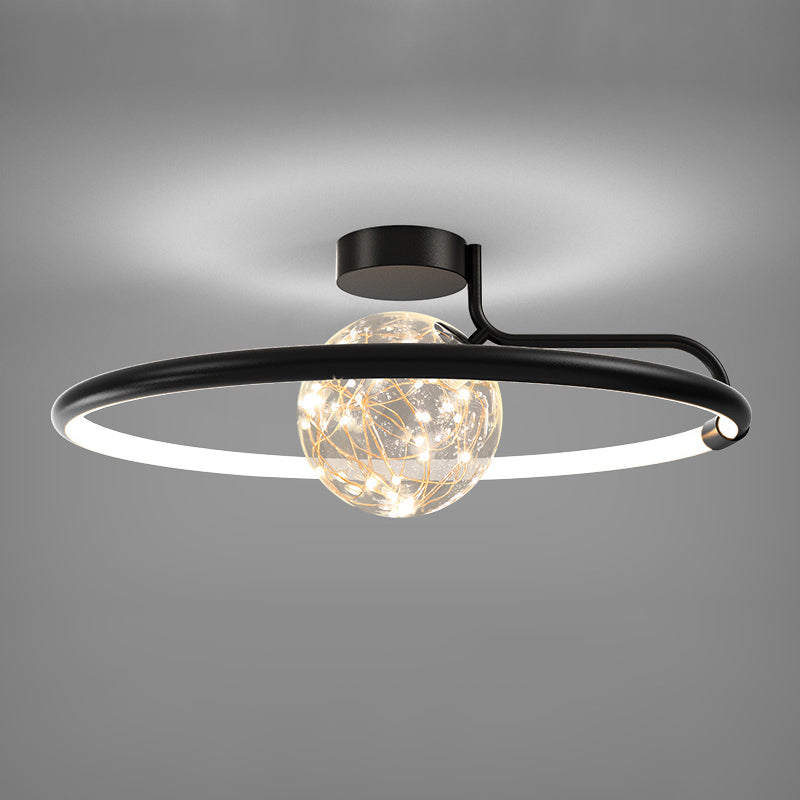 Circle Ring Semi Flush Mount Light Fixture Modern Simplicity Ceiling Mount Light Fixture for Bedroom