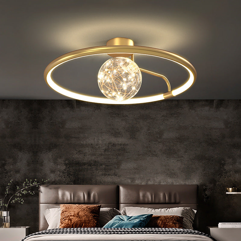 Circle Ring Semi Flush Mount Light Fixture Modern Simplicity Ceiling Mount Light Fixture for Bedroom