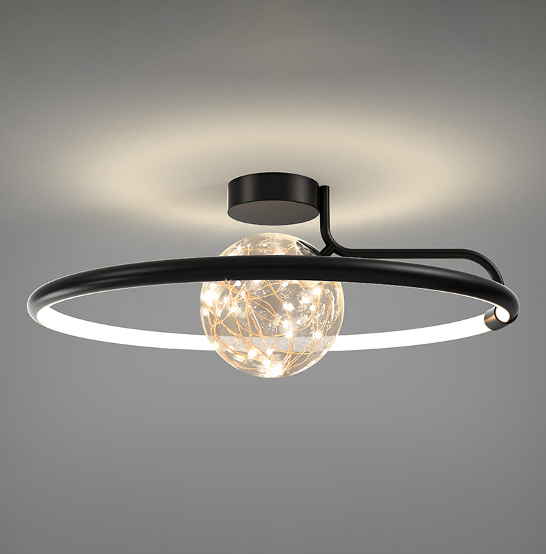 Circle Ring Semi Flush Mount Light Fixture Modern Simplicity Ceiling Mount Light Fixture for Bedroom