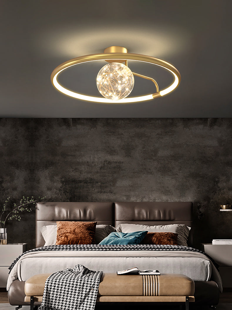 Circle Ring Semi Flush Mount Light Fixture Modern Simplicity Ceiling Mount Light Fixture for Bedroom