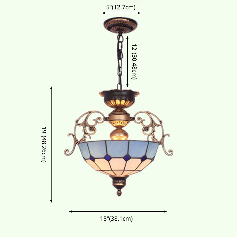 Suspension suspendue méditerranéenne vitrail inversé lustre lustre dôme