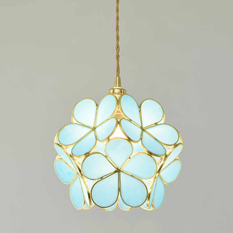 Tiffany-stijl bloemen hanger verlichtingsarmatuur gekleurd glasophanging hanglampje