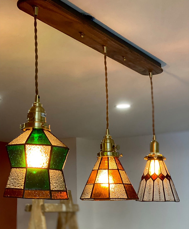 Shaded Pendant Lighting Fixture Tiffany Style Stained Glass Suspension Pendant Light