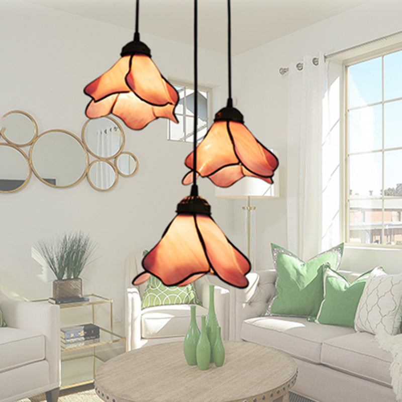 Lotus Stained Glass Pendant Lighting Fixture Tiffany Style Suspended Lighting Fixture