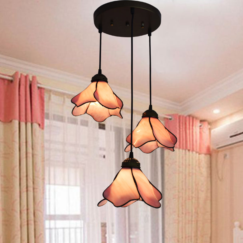 Lotus Stained Glass Pendant Lighting Fixture Tiffany Style Suspended Lighting Fixture