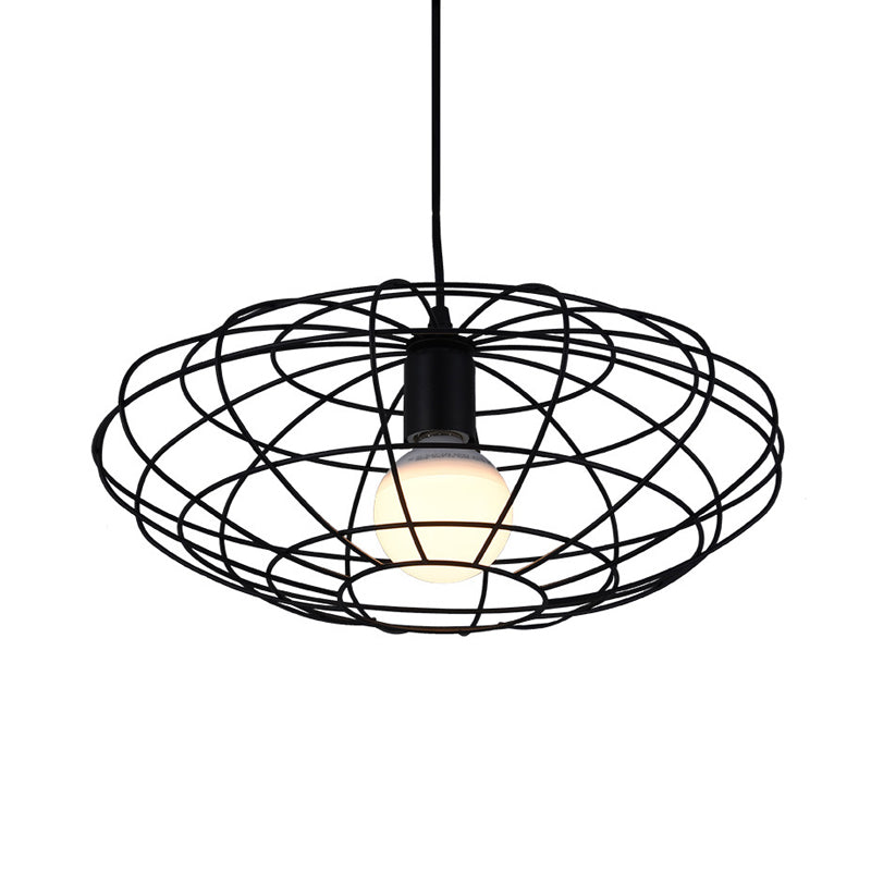 Black 1 Light Pendant Lighting Vintage 
Assayeur de plafond en cage ovale en métal pour le salon