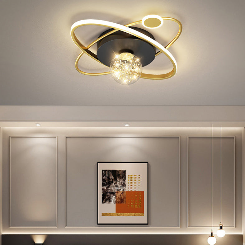 Circle Ring Semi Flush Mount Light Fixture Modern Simplicity Ceiling Mount Light Fixture for Bedroom