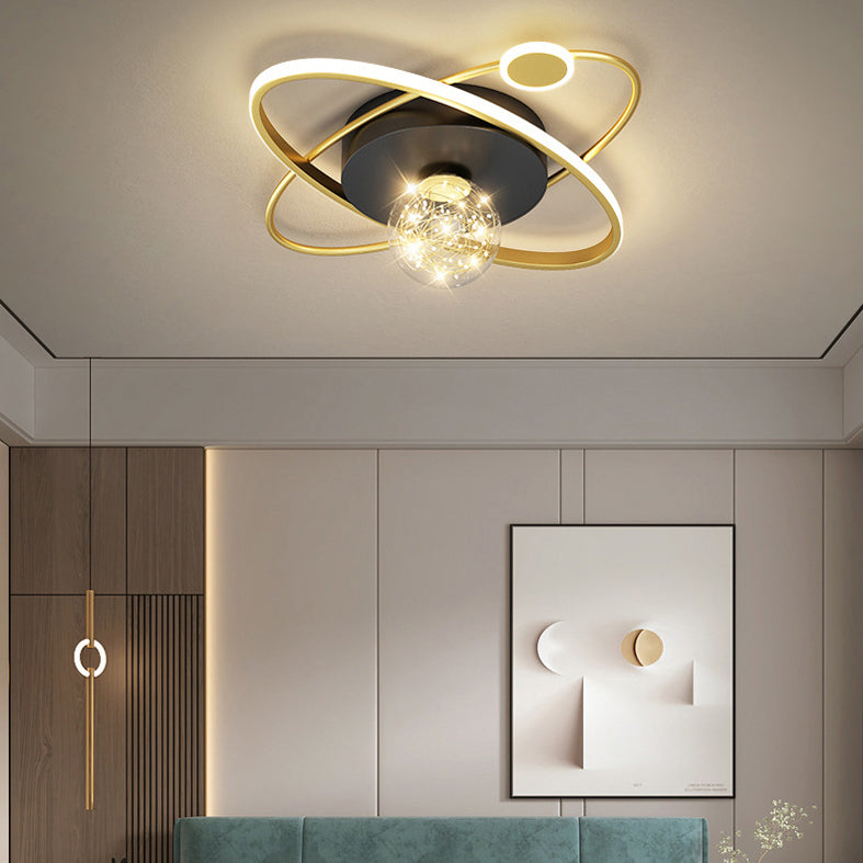 Circle Ring Semi Flush Mount Light Fixture Modern Simplicity Ceiling Mount Light Fixture for Bedroom