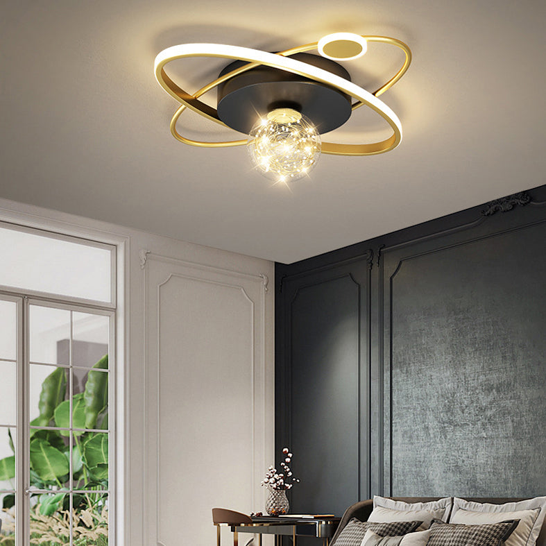 Circle Ring Semi Flush Mount Light Fixture Modern Simplicity Ceiling Mount Light Fixture for Bedroom