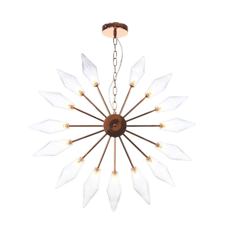 6/9/12 Lights Chandelier Lamp Industrial Sputnik Amber/Clear Glass Ceiling Light Fixture in Black/Copper/Chrome