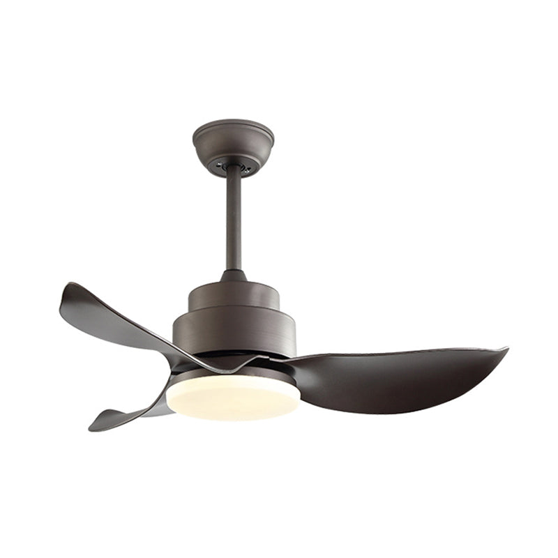 LED Ceiling Fan Light Traditional Circle Acrylic Semi Flush Lighting in Gray and Coffee for Living Room