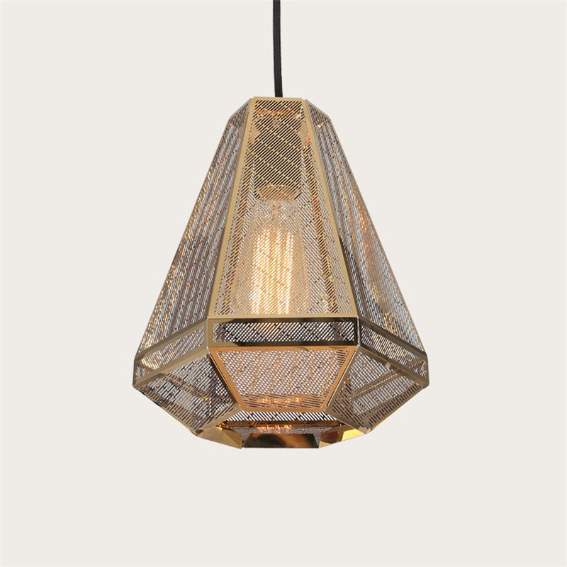 Countryside Diamond Hanging Lighting 9 "/10"/12 "W 1 Kopf Metallheize Deckenlampe in Gold für Wohnzimmer