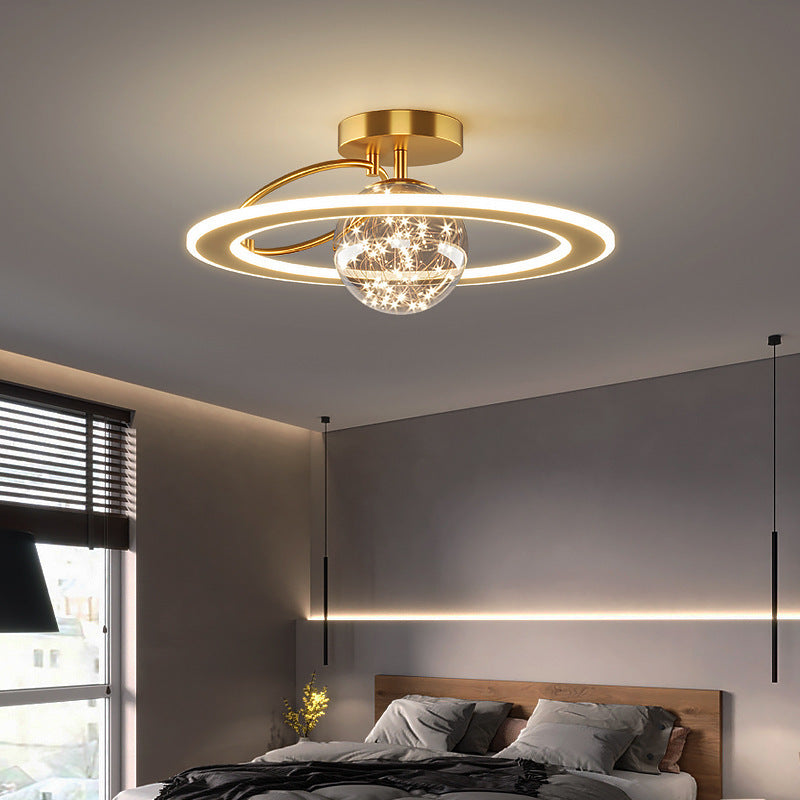 Circle Semi Flush Mount Light Fixture Acrylic Modern Flush Mount Ceiling Light Fixtures for Bedroom