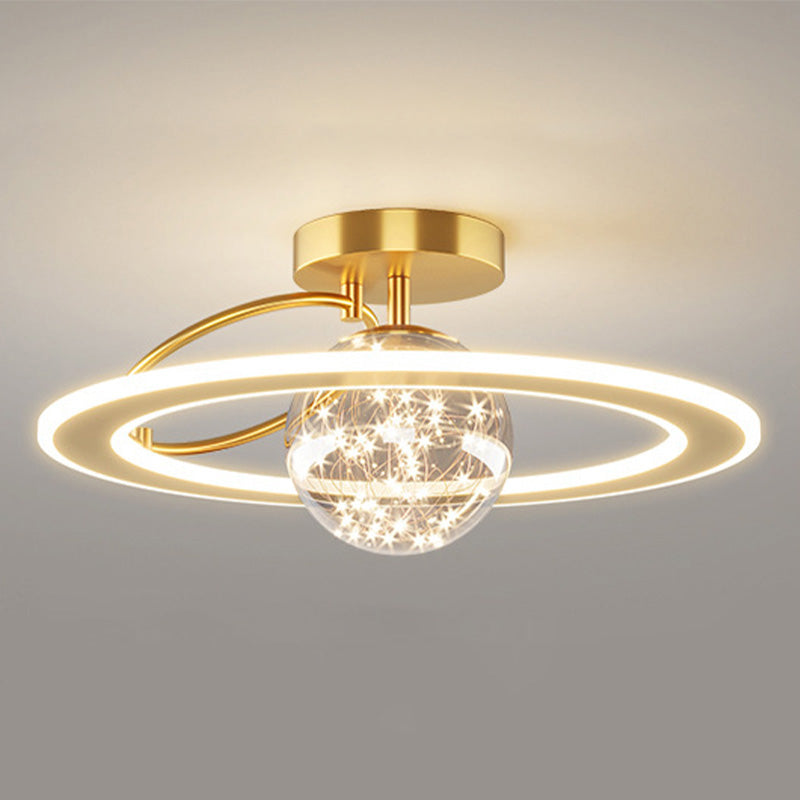 Circle Semi Flush Mount Light Fixture Acrylic Modern Flush Mount Ceiling Light Fixtures for Bedroom