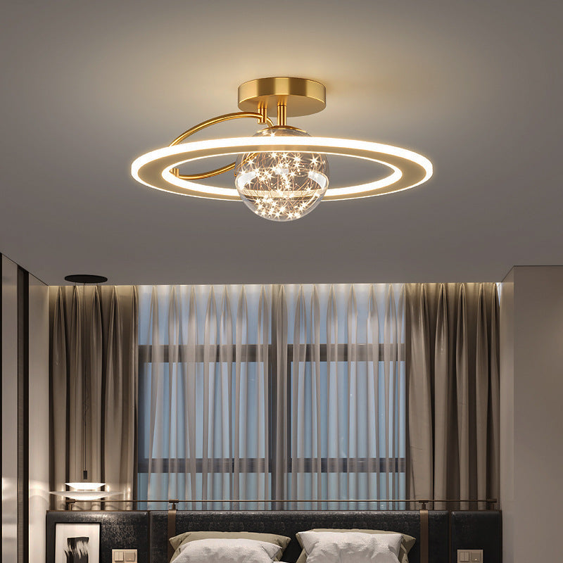 Circle Semi Flush Mount Light Fixture Acrylic Modern Flush Mount Ceiling Light Fixtures for Bedroom