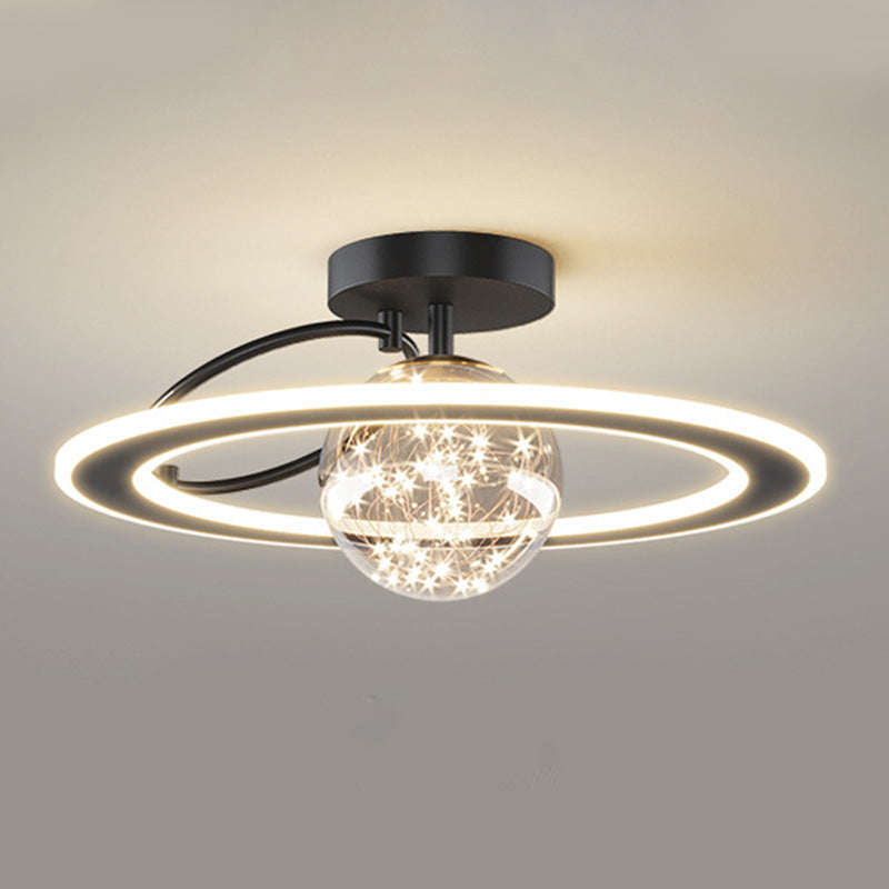 Circle Semi Flush Mount Light Fixture Acrylic Modern Flush Mount Ceiling Light Fixtures for Bedroom