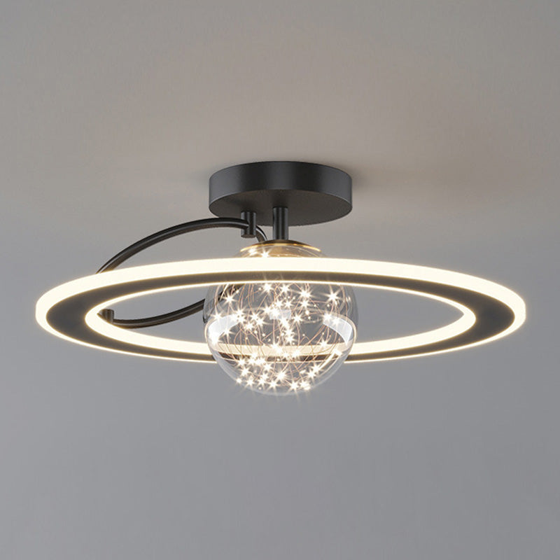 Circle Semi Flush Mount Light Fixture Acrylic Modern Flush Mount Ceiling Light Fixtures for Bedroom