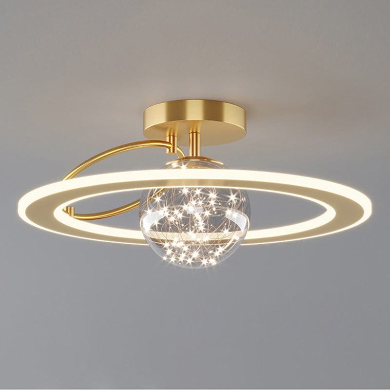 Circle Semi Flush Mount Light Fixture Acrylic Modern Flush Mount Ceiling Light Fixtures for Bedroom