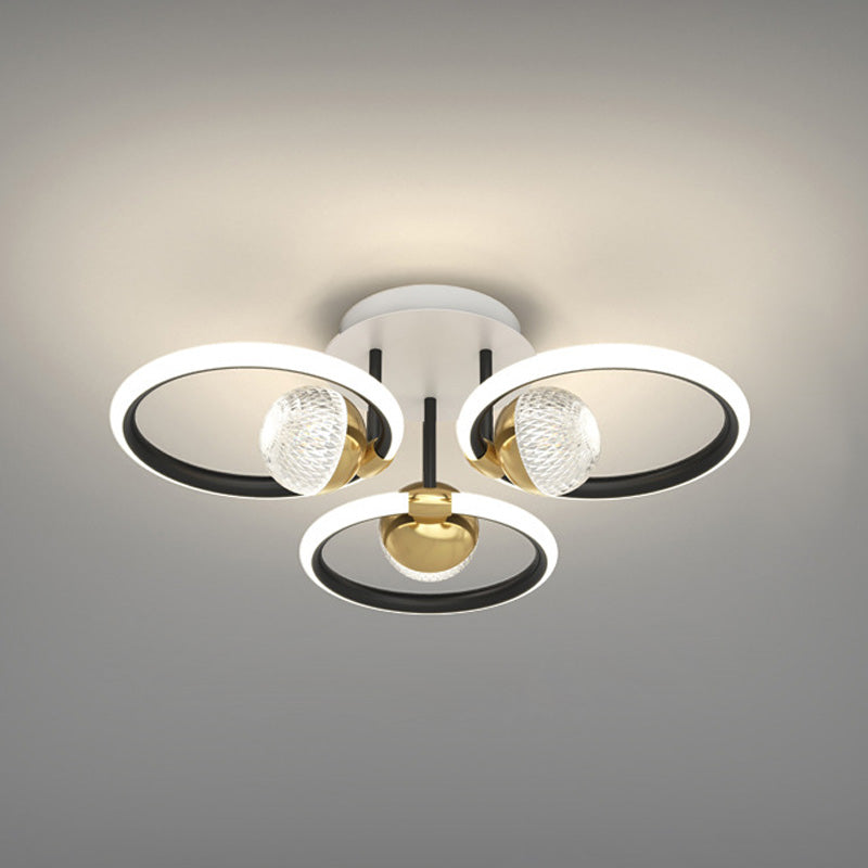 ANILLO Círculo Semi Flush Mount Lighture Simplicidad moderna Luz de montaje de techo Fixtura para dormitorio