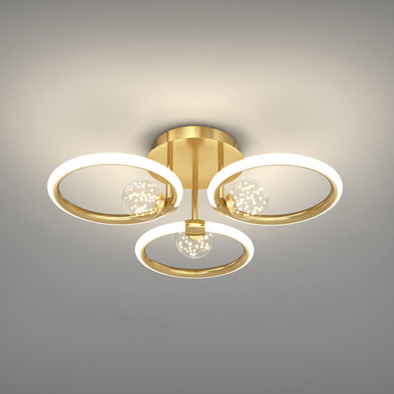 ANILLO Círculo Semi Flush Mount Lighture Simplicidad moderna Luz de montaje de techo Fixtura para dormitorio