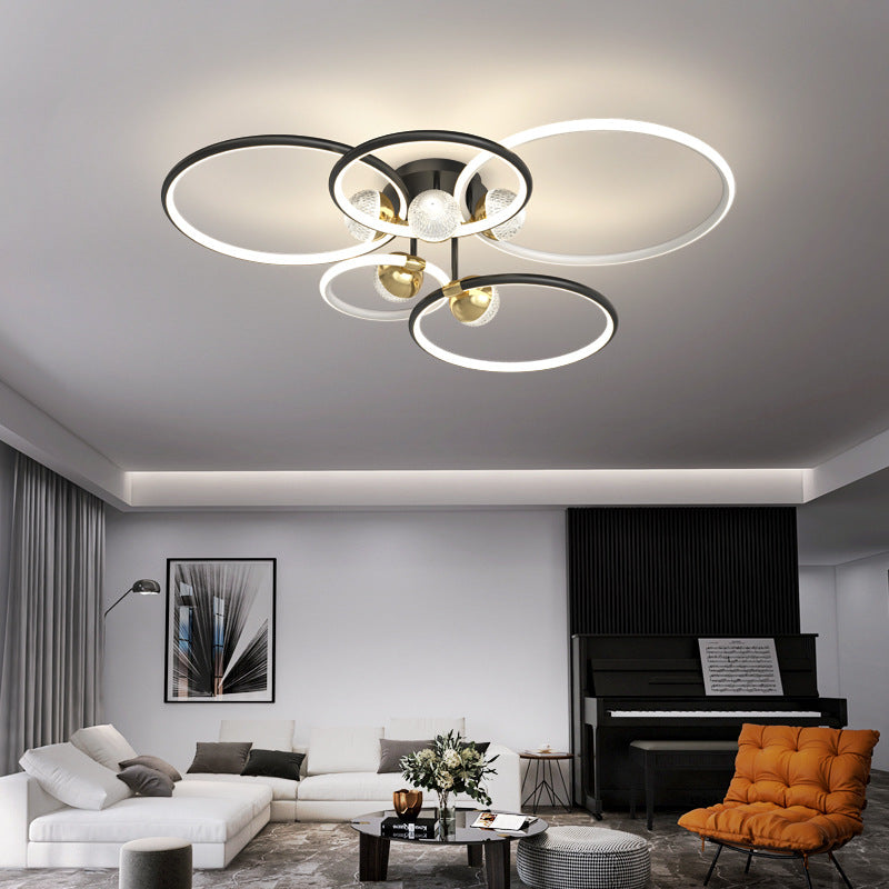 Circle Ring Semi Flush Mount Light Fixture Modern Simplicity Ceiling Mount Light Fixture for Bedroom