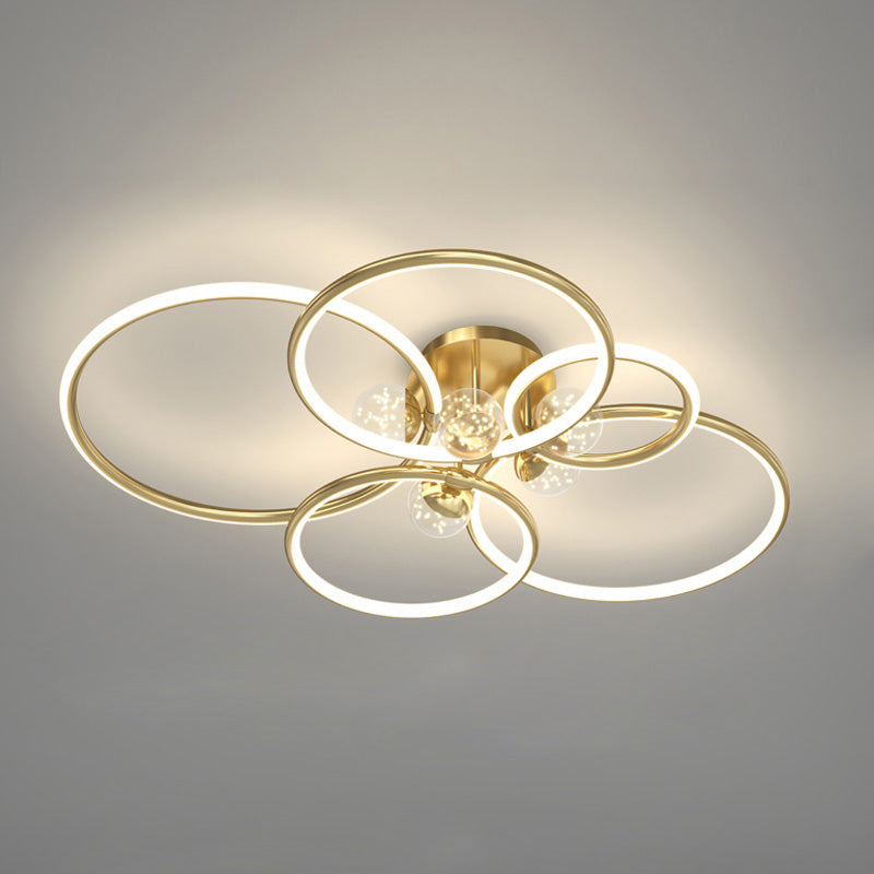 ANILLO Círculo Semi Flush Mount Lighture Simplicidad moderna Luz de montaje de techo Fixtura para dormitorio