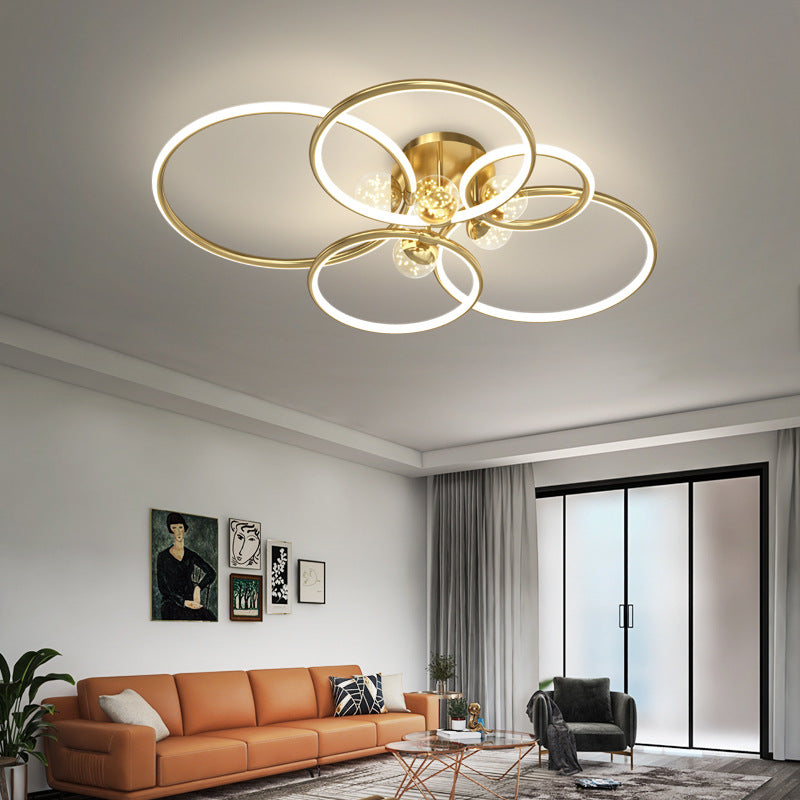 Circle Ring Semi Flush Mount Light Fixture Modern Simplicity Ceiling Mount Light Fixture for Bedroom