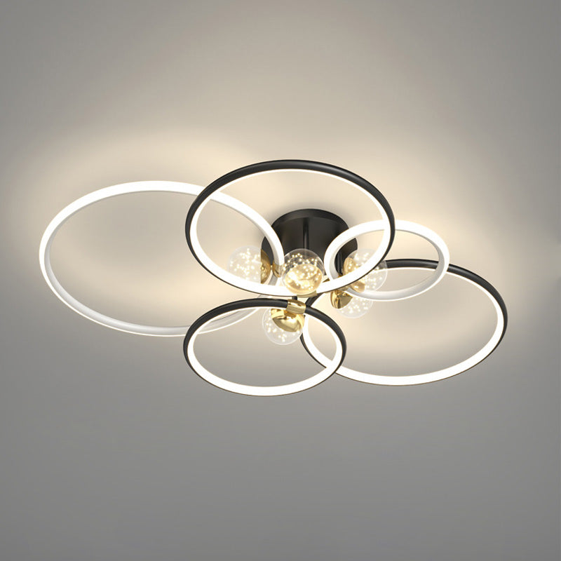 ANILLO Círculo Semi Flush Mount Lighture Simplicidad moderna Luz de montaje de techo Fixtura para dormitorio