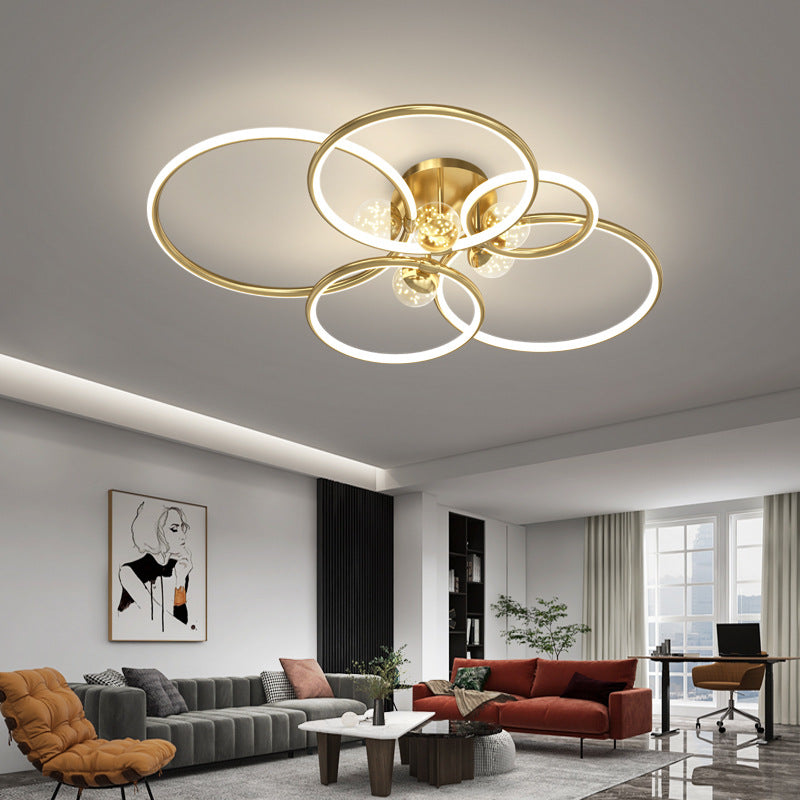 Circle Ring Semi Flush Mount Light Fixture Modern Simplicity Ceiling Mount Light Fixture for Bedroom