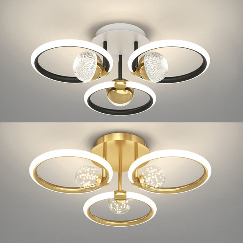 ANILLO Círculo Semi Flush Mount Lighture Simplicidad moderna Luz de montaje de techo Fixtura para dormitorio