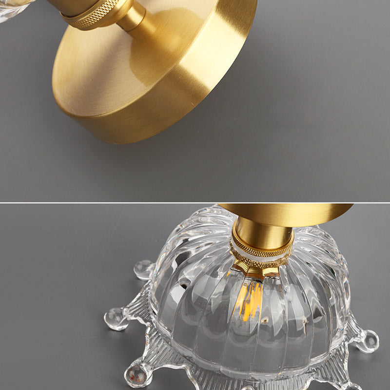 1 Light Gold Contemporain Flush Mount Flower Shade Glass Glass Plafond Lightture pour le couloir