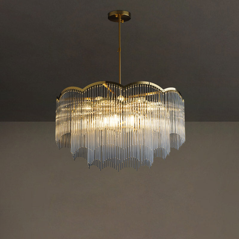 Gold Crystal Tassel Modern Chandelier Lights Ceiling Light  Fixture for Dining Room