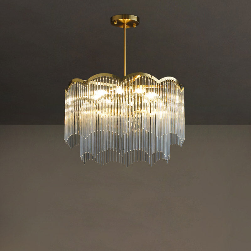 Gold Crystal Tassel Modern Chandelier Lights Ceiling Light  Fixture for Dining Room