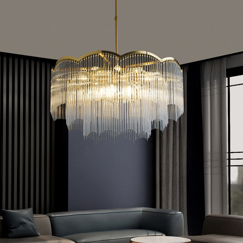 Gold Crystal Tassel Modern Chandelier Lights Ceiling Light  Fixture for Dining Room