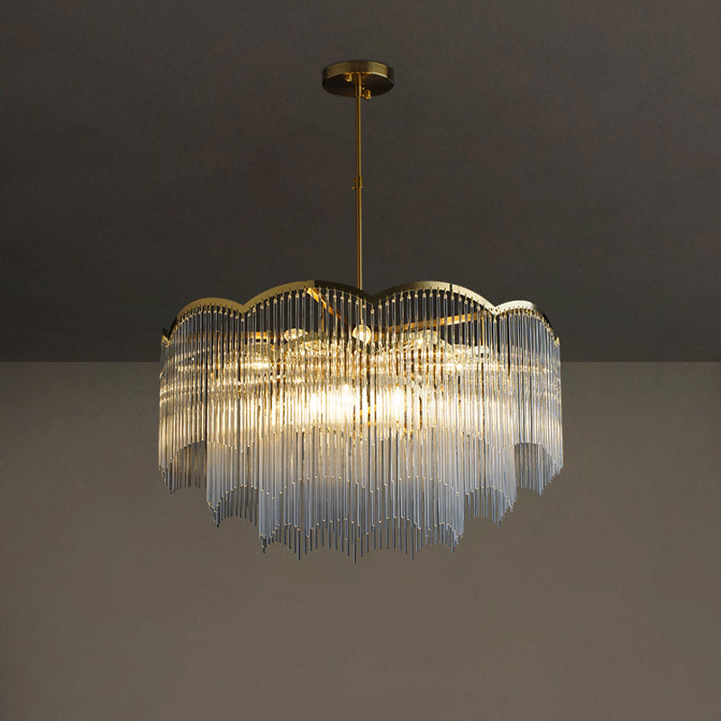 Gold Crystal Tassel Modern Chandelier Lights Ceiling Light  Fixture for Dining Room