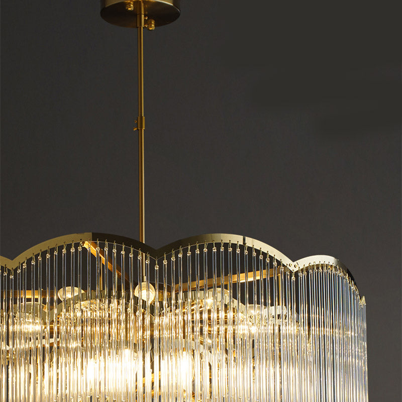 Gold Crystal Tassel Modern Chandelier Lights Ceiling Light  Fixture for Dining Room