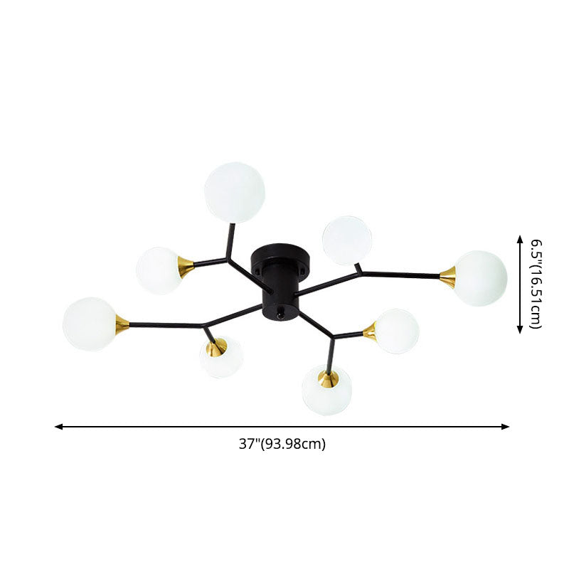 Montage moderne de plafond Creative Sputnik Mount de rinçage en fer forgé avec une teinte en verre