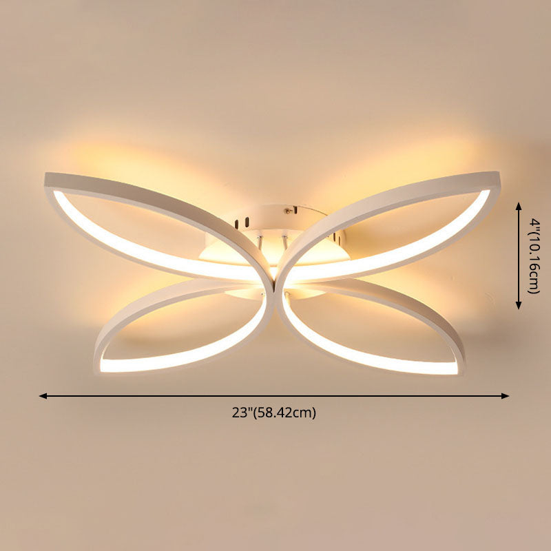 LED -Schlafzimmer halb Flush Mount Leicht Nordic White Semi Flush Mount Leuchte mit Blumenmetallschatten