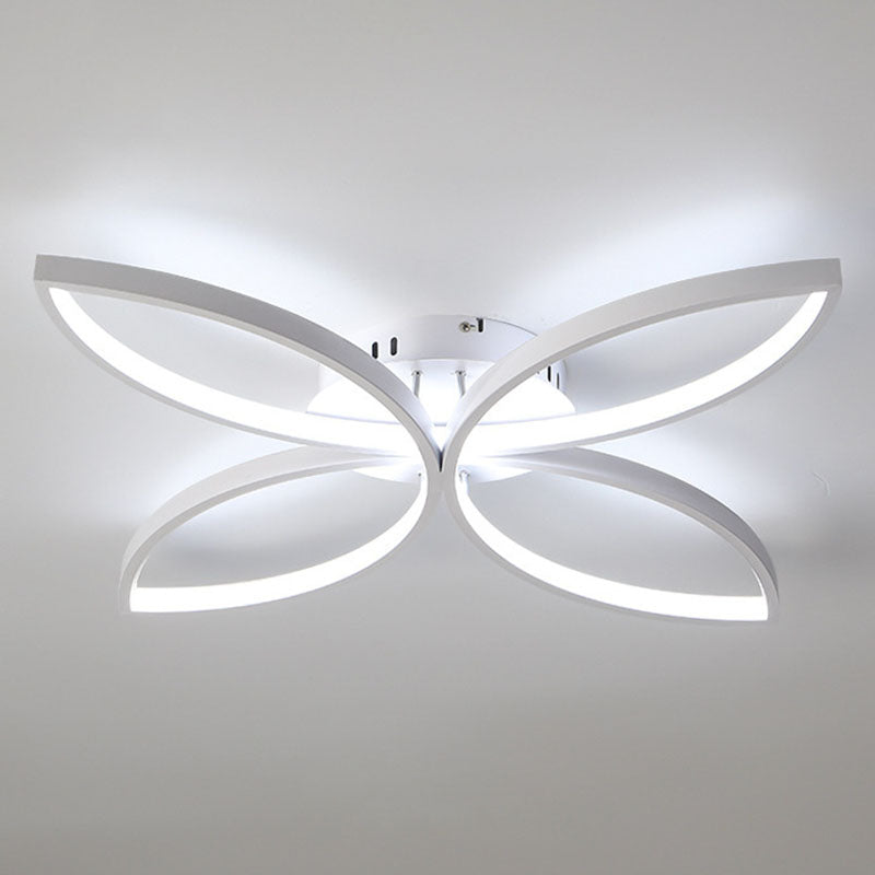 LED -Schlafzimmer halb Flush Mount Leicht Nordic White Semi Flush Mount Leuchte mit Blumenmetallschatten