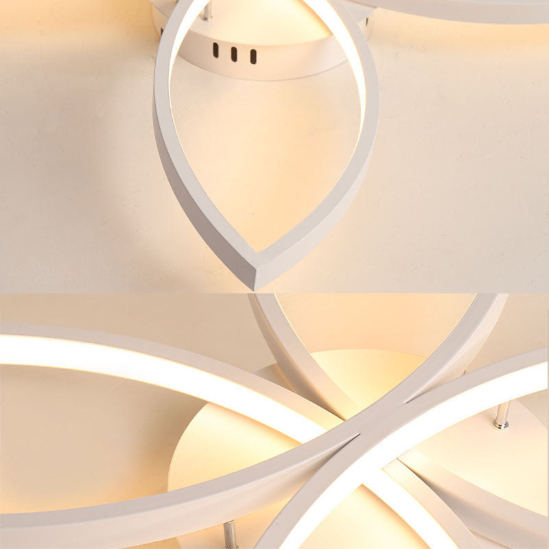 LED DEL LED Semi Flush Montaje Nordic White White Semi Flush Mounting con sombra de metal floral