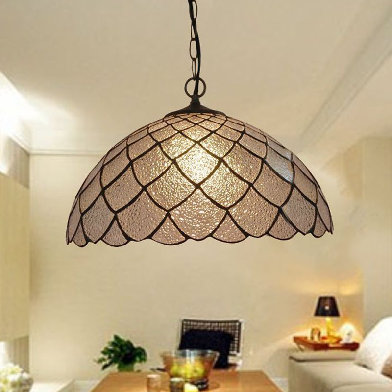 1 Bomballa luminaria sospendida de vidrio de forma de cuenco en color plata de estilo tradicional lámpara colgante para comedor