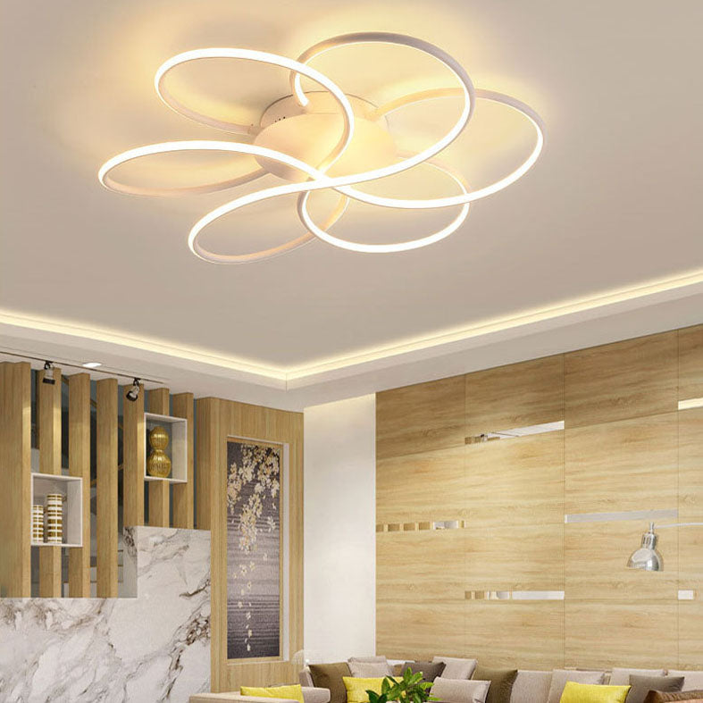 Nordic LED Ceiling Flush Mount Light Flower-Shaped Ceiling Lighting with Metal Shade