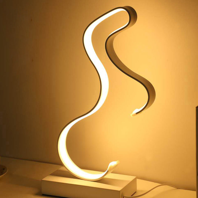 Art Decor Minimalist Linear Table Lamp Metallic Bedroom LED Night Stand Light