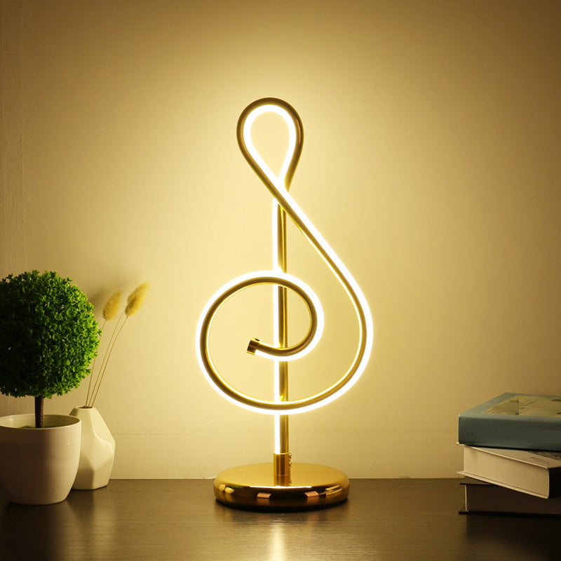 Art Decor Minimalist Linear Table Lamp Metallic Bedroom LED Night Stand Light