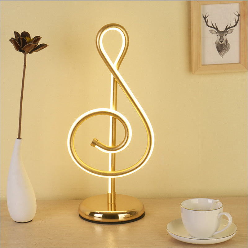 Art Decor Minimalist Linear Table Lamp Metallic Bedroom LED Night Stand Light