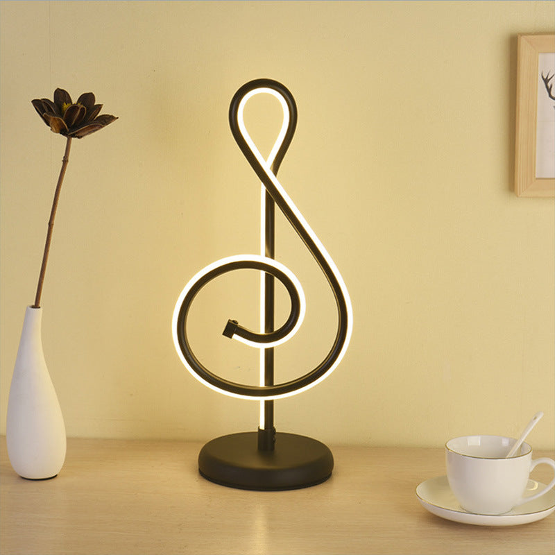 Art Decor Minimalist Linear Table Lamp Metallic Bedroom LED Night Stand Light