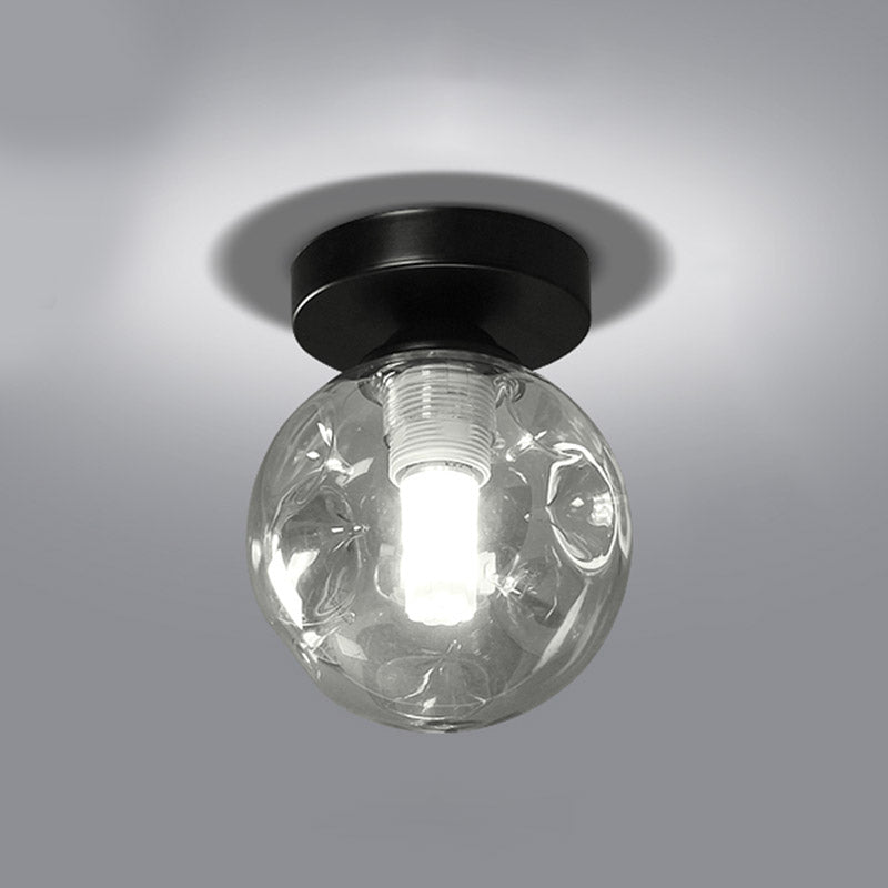 Contemporary Globe Flush Mount Clear Glass Ceiling Light Fixture for Hallway