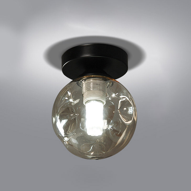 Contemporary Globe Flush Mount Clear Glass Ceiling Light Fixture for Hallway