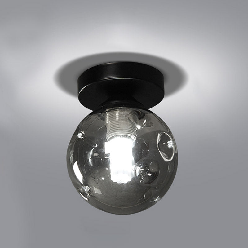 Contemporary Globe Flush Mount Clear Glass Ceiling Light Fixture for Hallway